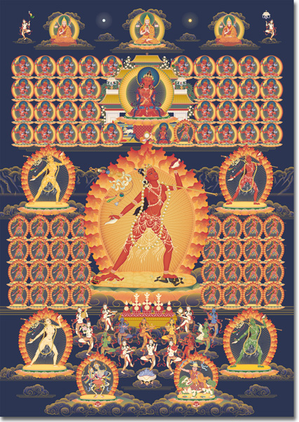 Vajrayogini 7 (Lineage Gurus and Dakinis) - 12 x 16.5 small poster
