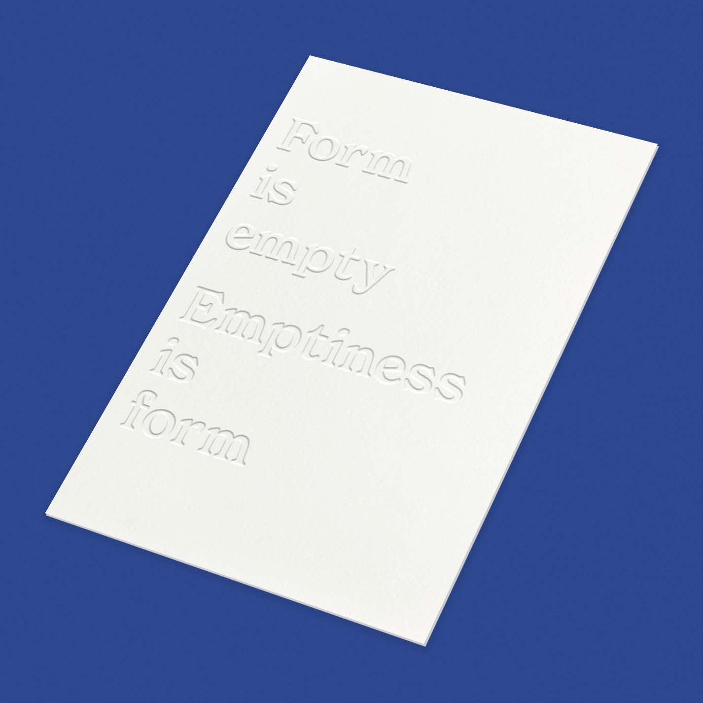 Wisdom Quote - Form is Empty, Emptiness is Form - Emboss / Deboss Postcard